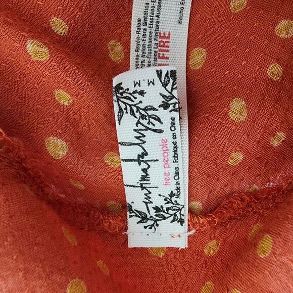 Intimately Free People orange bell sleeve bodysuit blouse lace bottom size M - Picture 6 of 8